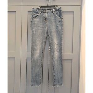 WRAP LONDON Stonewashed Straight DENIM JEAN Size 8 WN13 Mid Rise Distressed
